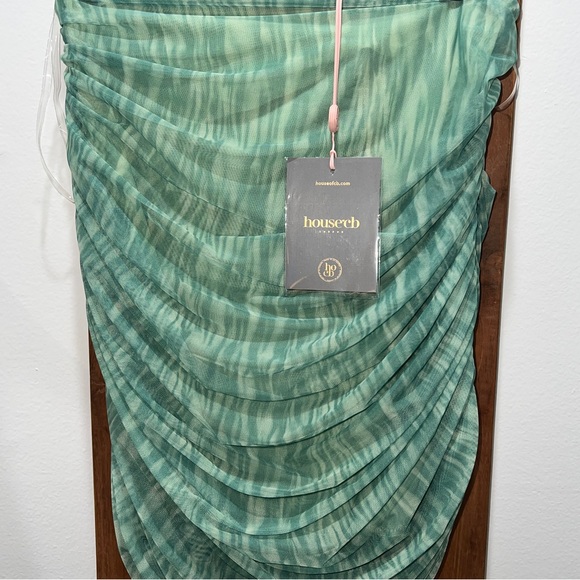 House of CB Aubrey Ivy Print Ruched Mesh Mini Skirt - Picture 12 of 15